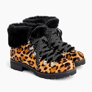 J. Crew Nordic Boots Leopard Calf Hair K5335